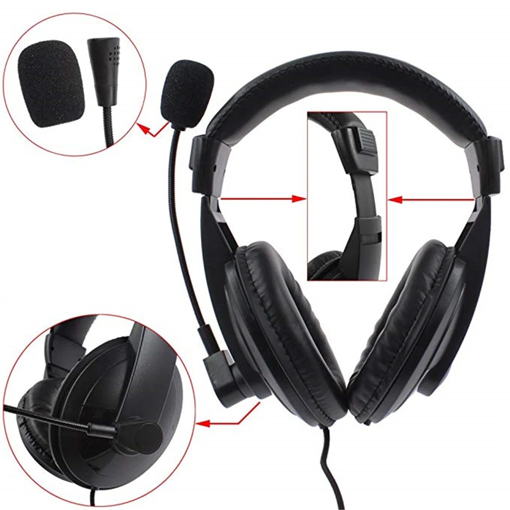 Wired Earphone Mic - سماعات إلغاء الضوضاء العلوية مع ميكروفون