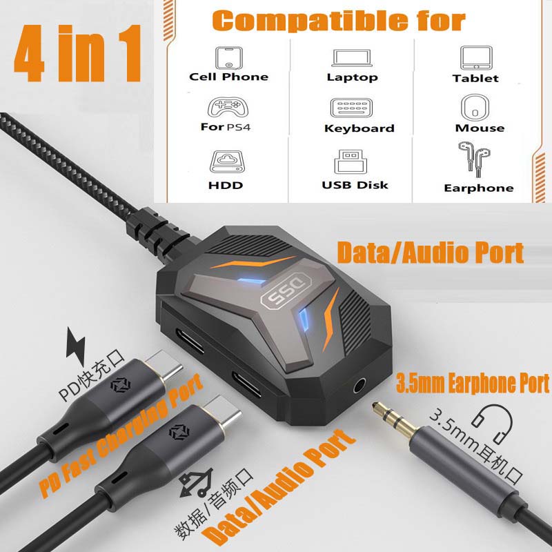 Earphone Splitter Jack - محول USB-C إلى مقبس ستيريو 3.5