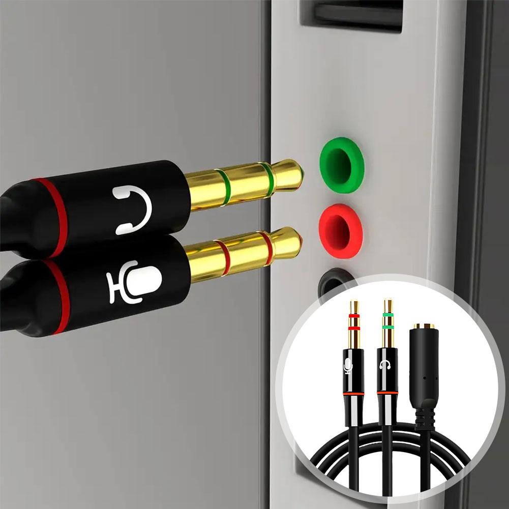 Audio Splitter Y - محول صوت وميكروفون للسماعات للكمبيوتر، موصل
