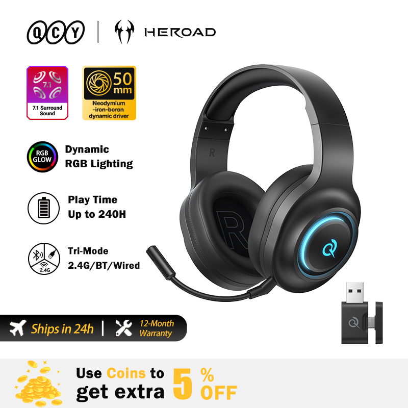 سماعة ألعاب QCY Heroad V200 مع - مراجعة Gaming Headset Rgb وسعره