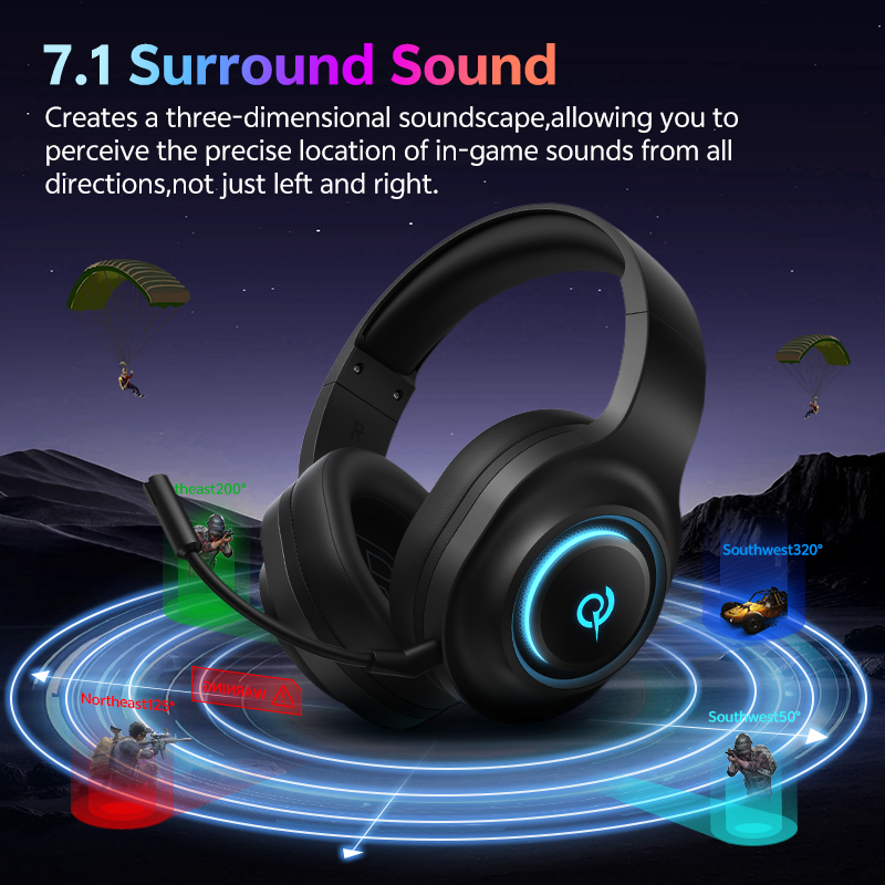 سماعة ألعاب QCY Heroad V200 مع - مراجعة Gaming Headset Rgb وسعره